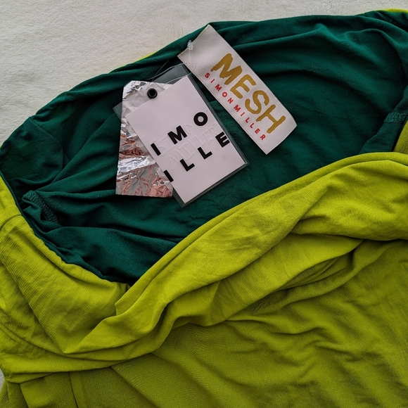 Simon Miller Mini Mesh Cosmo Off The Shoulder Long Sleeve Fitted Kiwi M NWT - Picture 12 of 12